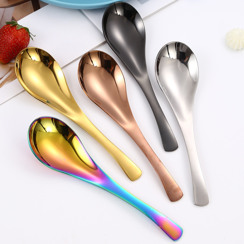 Korean 304 Stainless Steel Deepened Thickened Soup Household Spoon Children Spoon Rice Serving Table Spoon