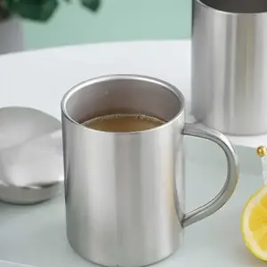 200ml 300ml 400ml 500ml Stainless Steel Mug With Handle And Lid double wall stainless steel coffee tumbler mug