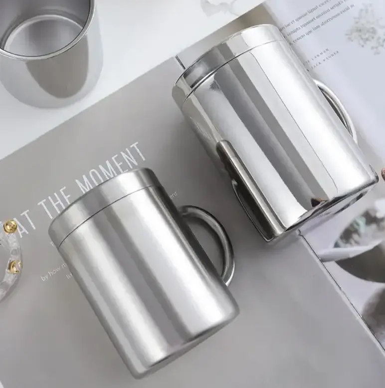 200ml 300ml 400ml 500ml Stainless Steel Mug With Handle And Lid double wall stainless steel coffee tumbler mug