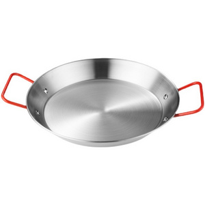 Restaurant Kitchenware Paella Pan Stainless Steel Seafood Pot Non Stick Paella Pan With Double Handle