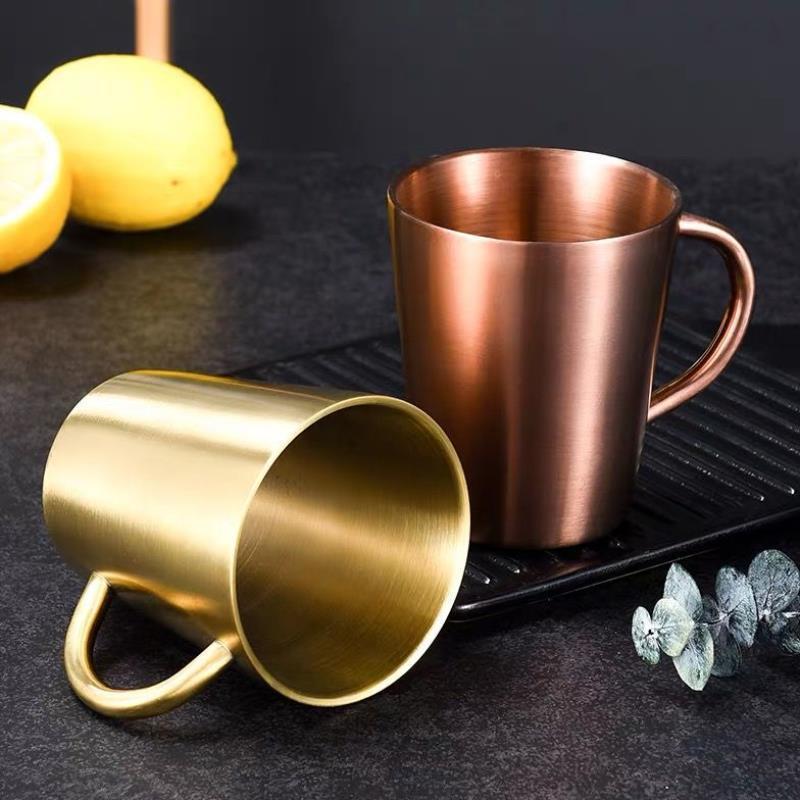 300ml Home Office Double Wall Cups With Handle Stainless Steel Insulated Tea Juice Coffee Drinking Mug