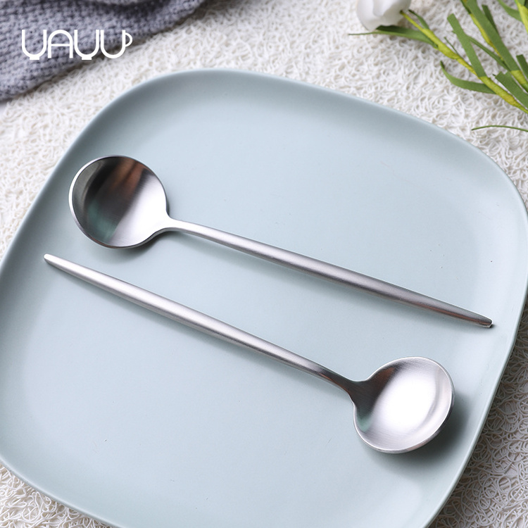 Luxury restaurant hotel serving spoon set dessert stainless steel spoon with long handle