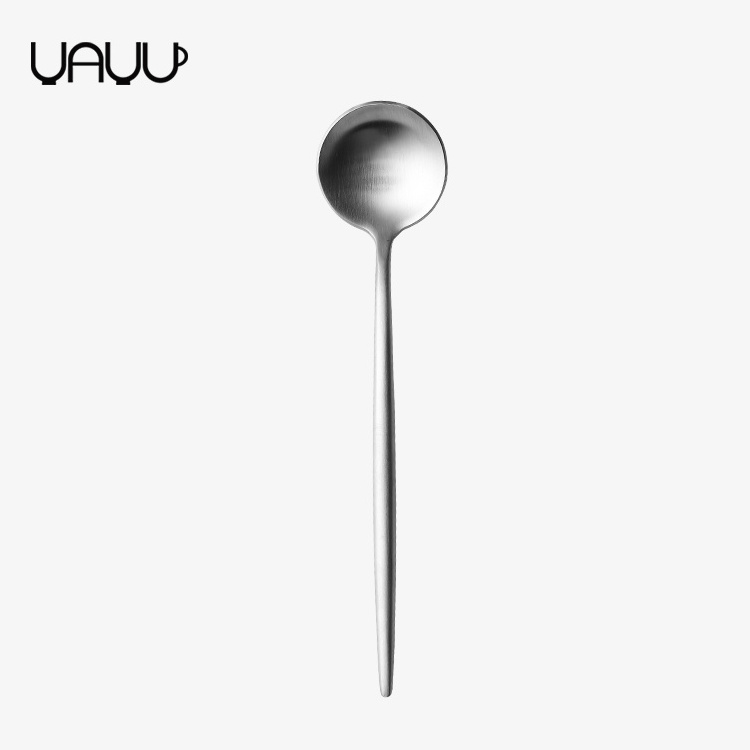 Luxury restaurant hotel serving spoon set dessert stainless steel spoon with long handle