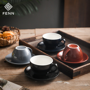 80/150/200/250/350ML Italian Ceramic Tea Cup and Saucers Customize Color Glazed Black Coffee Espresso Cup Set Porcelain Cup