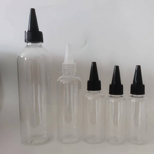 Custom Capacity plastic Pet Twist Top Oil Mini Squeeze Sharp Mouth Nozzle Bottles