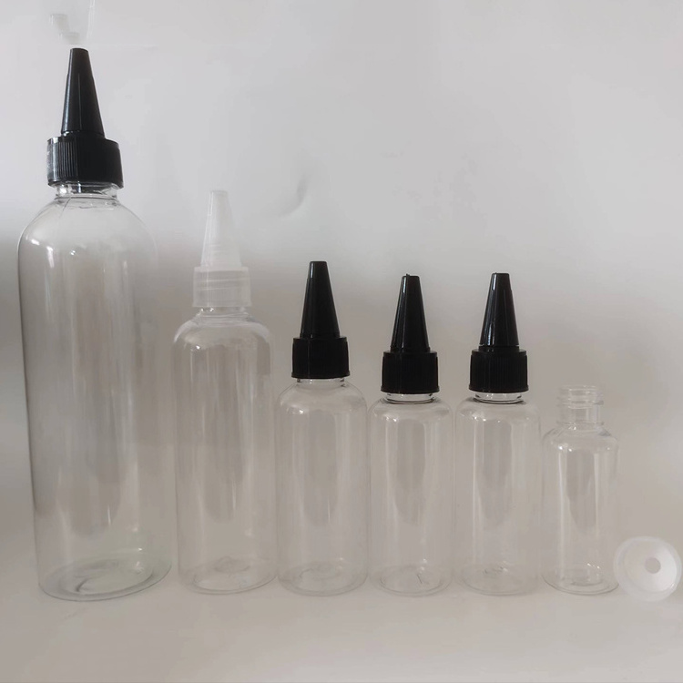 Custom Capacity plastic Pet Twist Top Oil Mini Squeeze Sharp Mouth Nozzle Bottles