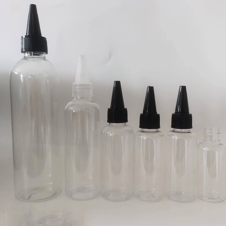 Custom Capacity plastic Pet Twist Top Oil Mini Squeeze Sharp Mouth Nozzle Bottles