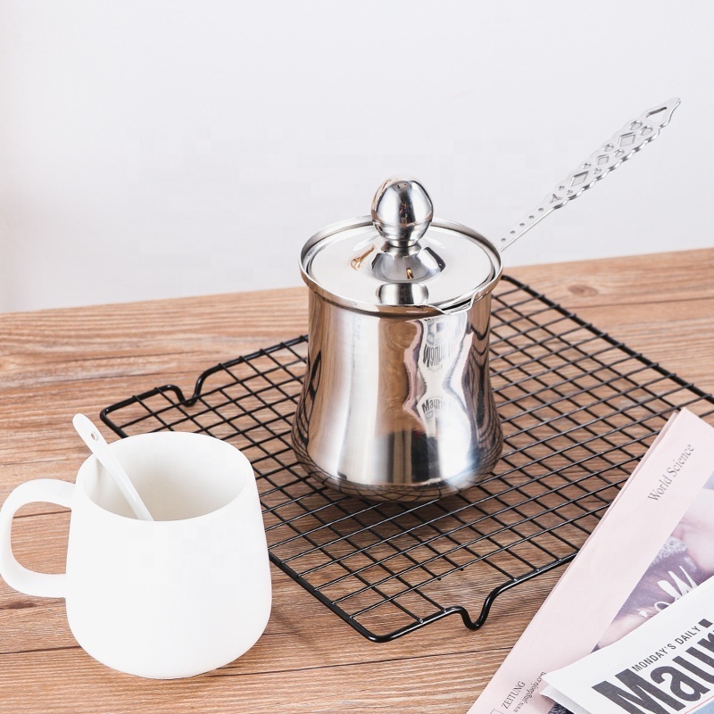 304 Stainless Steel Coffee Pot Milk Bottle Stovetop Coffee Maker with Long Handle