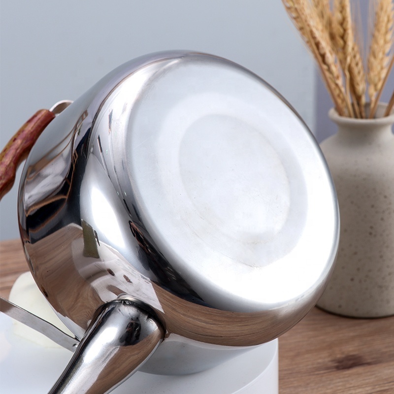 1L 4L Stainless Steel Boiling Water Kettle Classic Teapot Metal Whistling Kettle with Wood Grain Handle