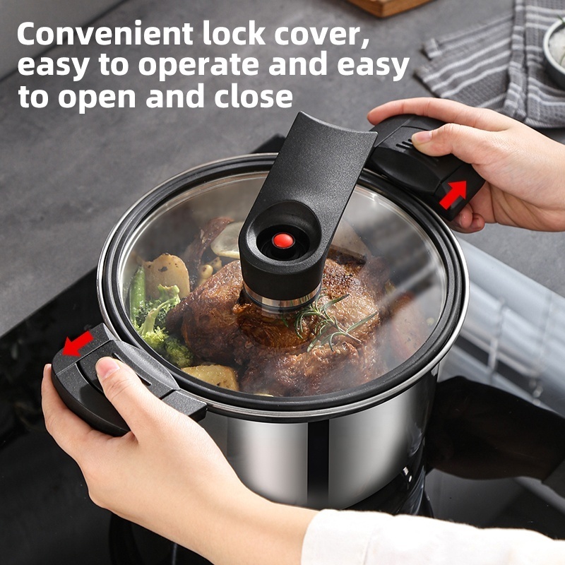 Convenient Lock Cover Quick Cooking Pots Stainless Steel Pressure Cooker Soup Stock Pot for House Home