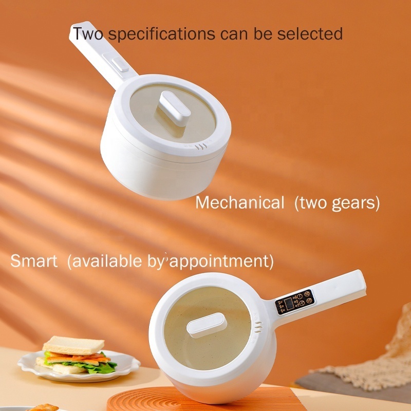 1.5L Long Handle Mini Electric Hot Pot Wok Multifunction Electric Skillets Electric Nonstick Cooking Pot with Steamer