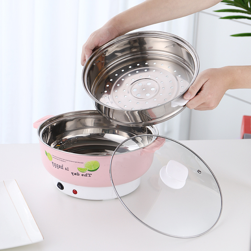 Round Shape Instant Noodle Cooker Electric Cooking Pot Stainless Steel Multipurpose Electric Cooking Pot