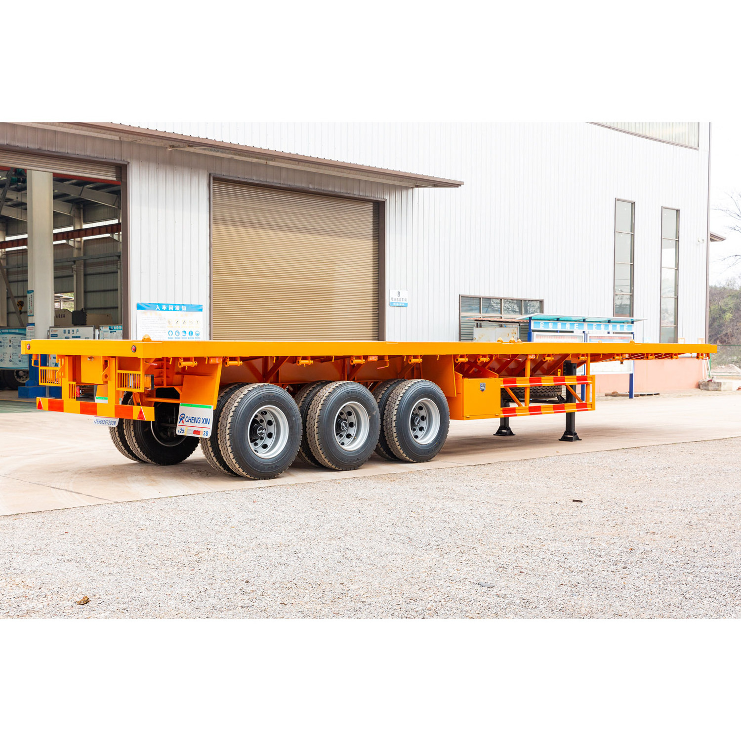 3 Axle Flatbed Semi-Trailer 20FT 40FT 12 Wheeler Tri-axil Vehicle Flat bed Semi Trailer