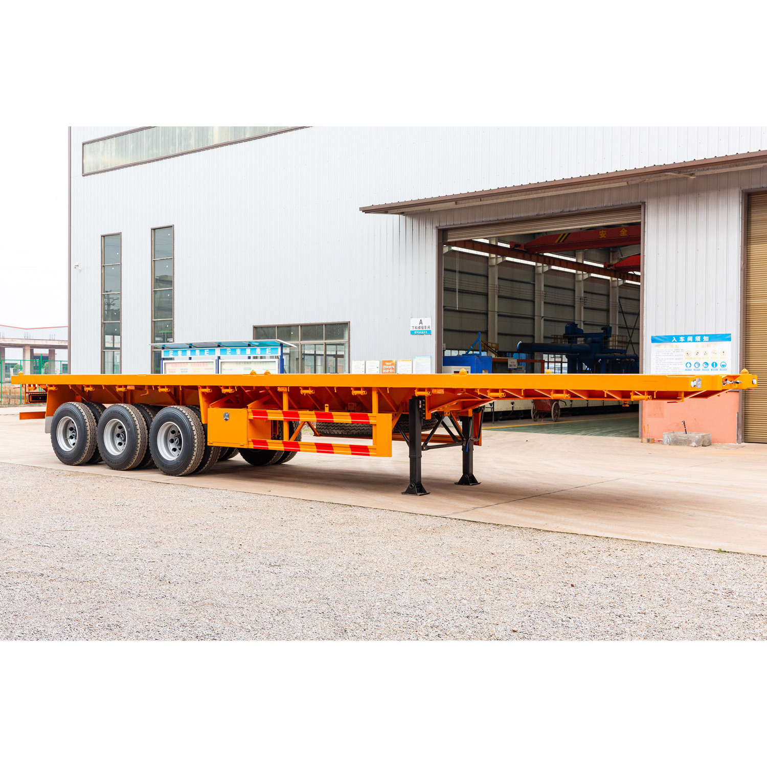 3 Axle Flatbed Semi-Trailer 20FT 40FT 12 Wheeler Tri-axil Vehicle Flat bed Semi Trailer