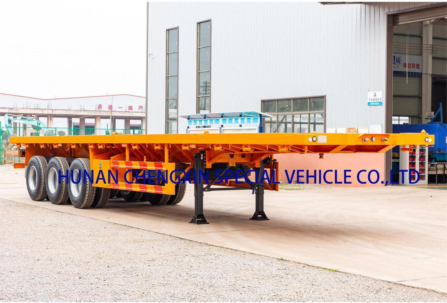 Trailer Truck 3 Axle 20ft 40ft Flatbed Container Flat bed Trailer Export to Africa