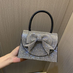 2024 wholesale fashion chain rhinestone evening handbag luxury shiny wallet women's mini cute trendy bag bow women's banquet bag