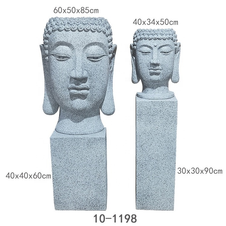 Southeast Style Garden Decoration Buddha Head Planters and Flower Pots with Square Pillar Holder Column