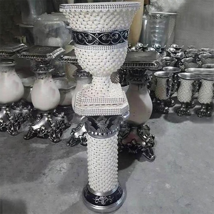 Hot Luxury Pearl Material Classic Home Roman Pillars Column with Flower Vase Decoration for Wedding