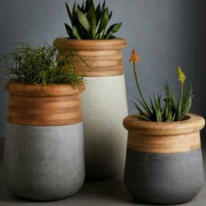 Nordic Style Succulent Plant Usage Wood Grain Flower Cement Pots Plant Pots For Garden