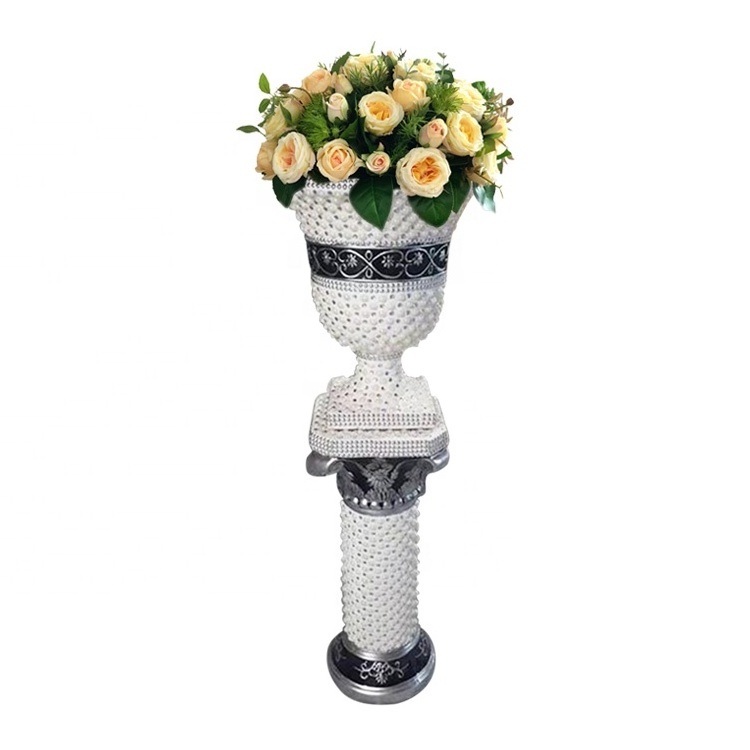 Hot Luxury Pearl Material Classic Home Roman Pillars Column with Flower Vase Decoration for Wedding