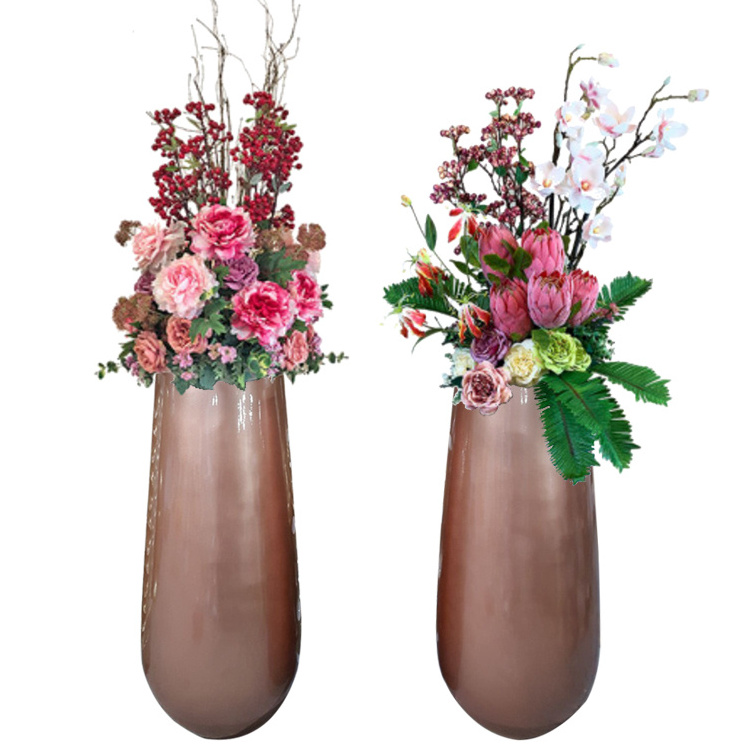 Garden Rose Gold Big Vase Home Decorative Flower Vase Metal Table Vase