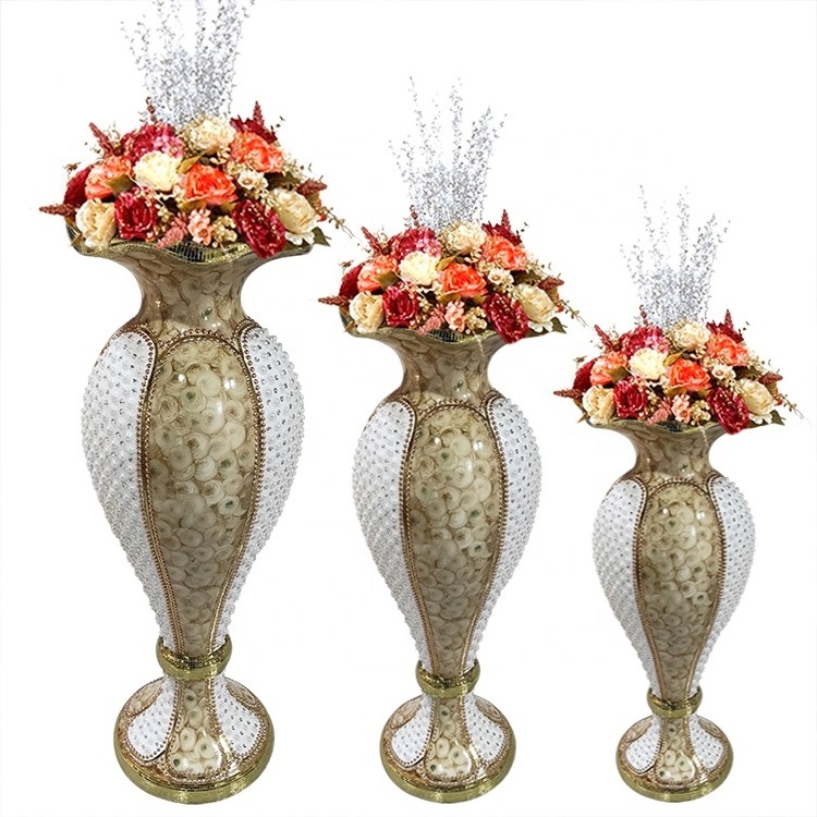 Hot sale round belly matte beige marble wedding flower vase / vases for home decor