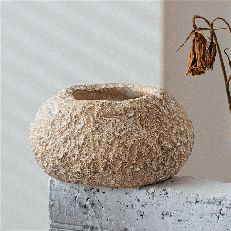 High quality stone shape empty cement candle vessel home tabletop decor cement unique candle jar