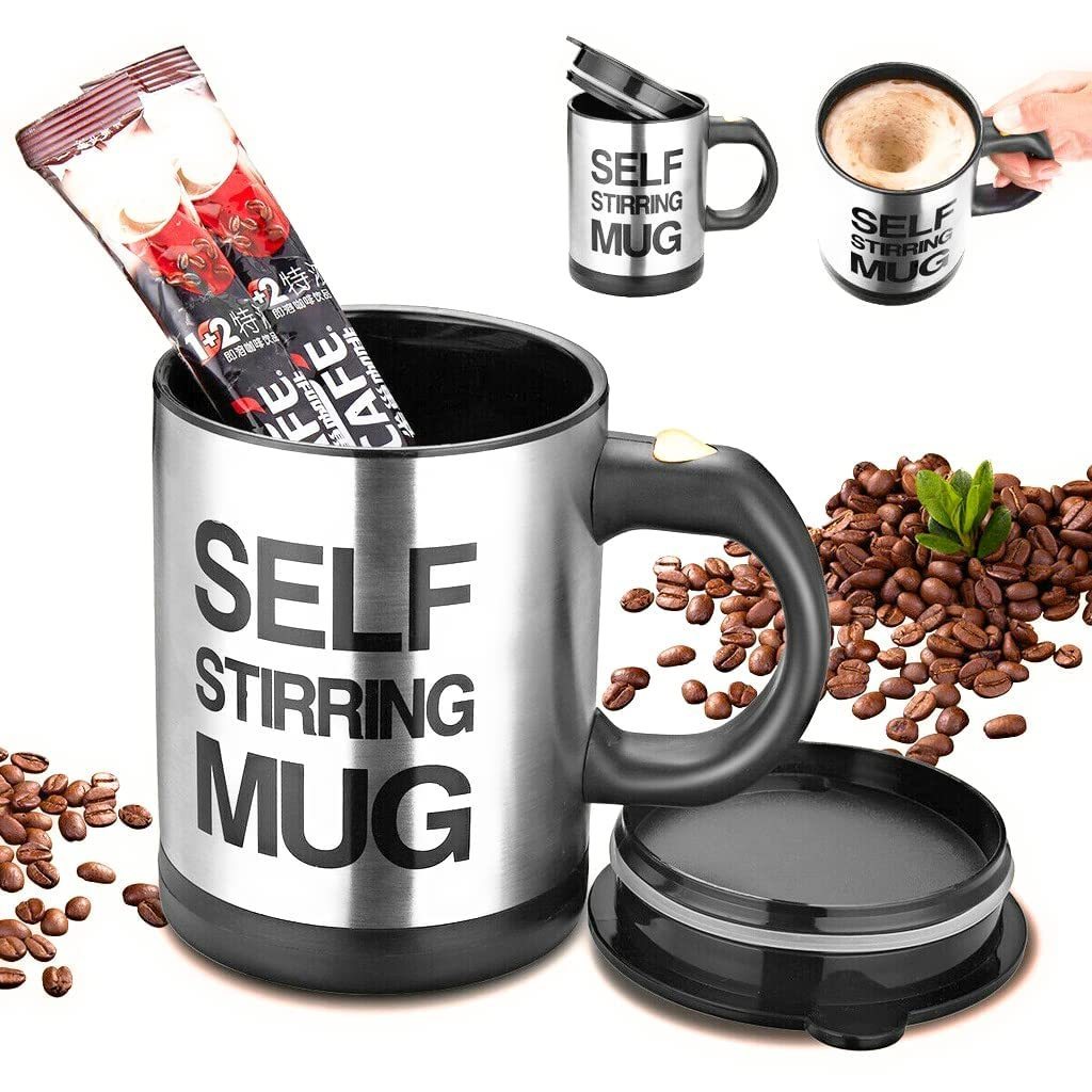 400ml Electric Mixing Cup Automatic Self Stirring Coffee Milk Mug Stainless Steel Blender With Lid For Office For Kitchen