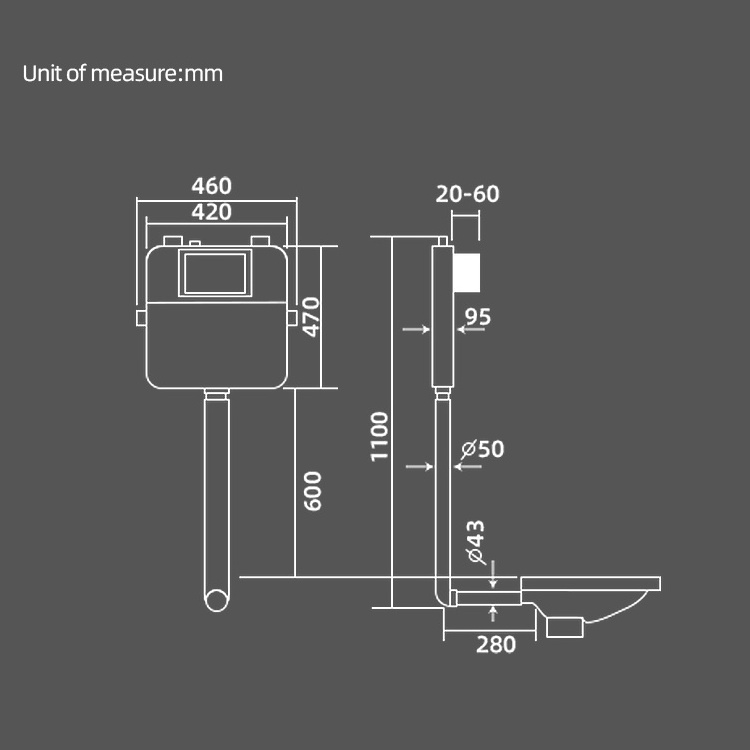 Watermark Toilet & Accessories Toilet Dual Flush Water Tank Squat Toilet Tank Wall-hung WC Concealed Cistern Water Tank