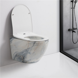 European ceramic sanitary ware wash down P-trap bathroom mount white marble toilet bowl rimless wall hung toilets