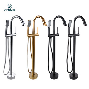 Customizable Take Shower Bathroom Tub Faucet With Hand Shower Freestanding Tub Filler