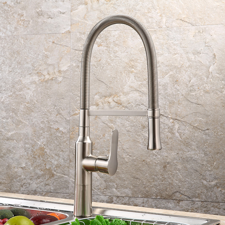 Hot Selling Fashionable Flexible Sink Kitchen Faucet With Spring Pull Down Spray Head