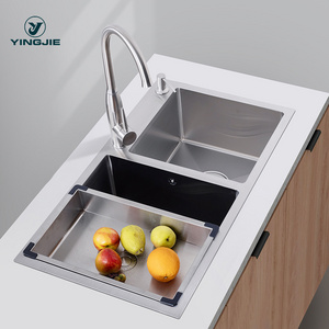 tarja fregadero acero inox double bowl stainless steel 201/304 hand made organizer kitchen sink