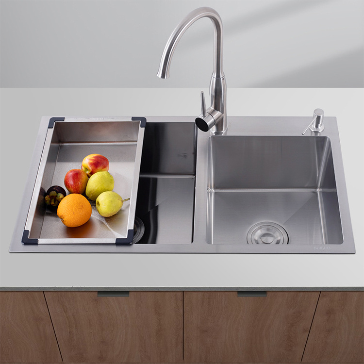 tarja fregadero acero inox double bowl stainless steel 201/304 hand made organizer kitchen sink