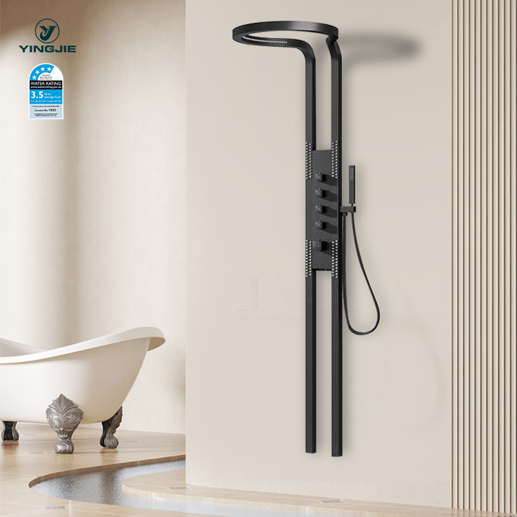 tiktok hot selling wall mounted dual handle rain bath shower system rainfall bathroom smart shower set