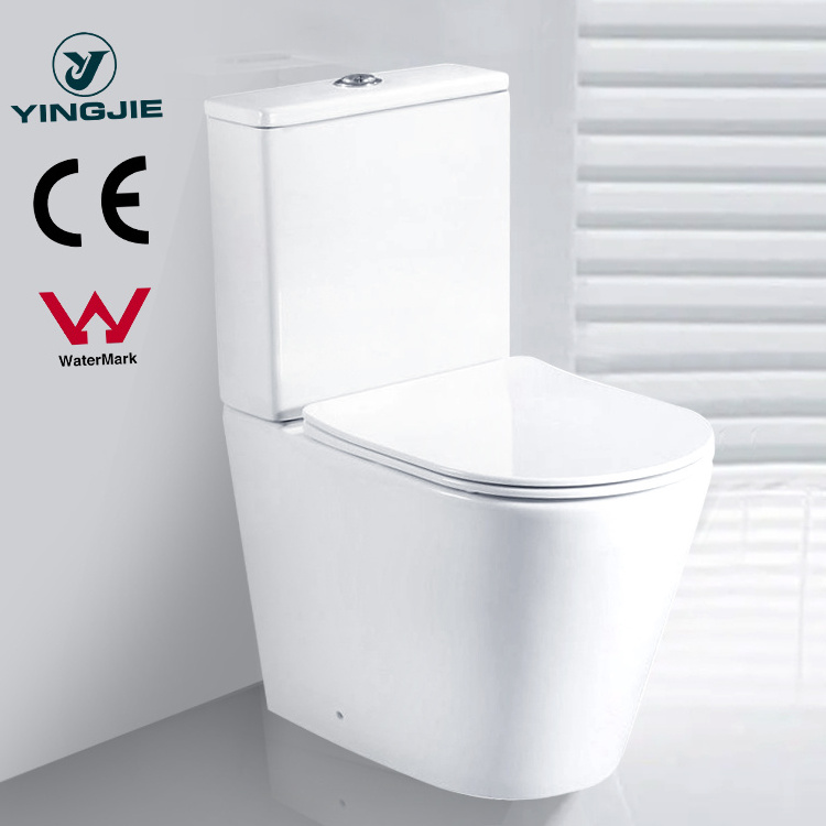 Watermark CE Rimless Washdown Water Closet P-trap Commode australian standard Ceramic Two-Piece Toilet