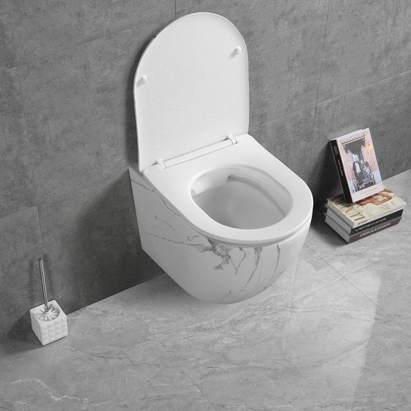 Surface matte white/black Marble Pattern Basin ceramicHung Toilet