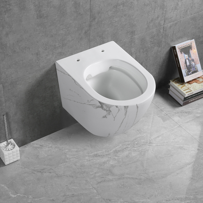 Surface matte white/black Marble Pattern Basin ceramicHung Toilet