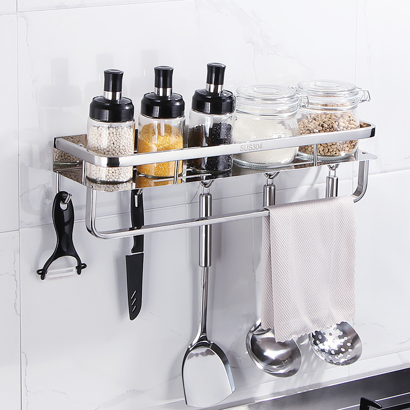 Wall Mounted Corner Racks Hot Selling Free Punching Rack 304 Brush Stainless Steel Holder Towel Shelf For Kitchen Bathroom