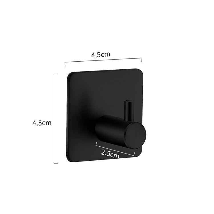 Black double sides adhesive Wall Hook For Clothes Stainless Steel Towel Keys Hanger Wall Mount 3m Adhesive Storage Hook