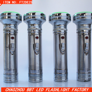 silvery Large iron LED flashlight, factory direct sale, wholesale price torch battery