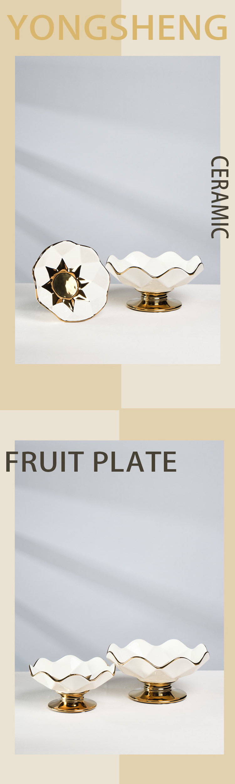 Modern high-capacity kitchen food tray Plate Dish Luxury Ceramic Sustainable fruit plate