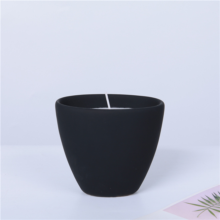 Unique design matte black candle vessels wholesale home wedding christmas decorative ceramic candle jars