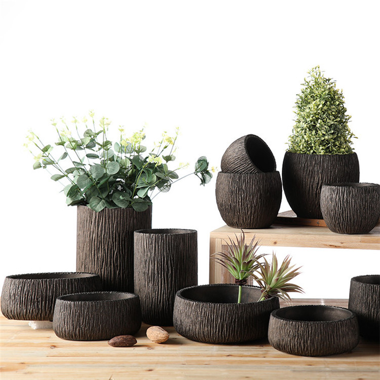 Rustic style matte nordic style indoor outdoor decor concrete garden pot / home decoration cement succulent pots for gardening