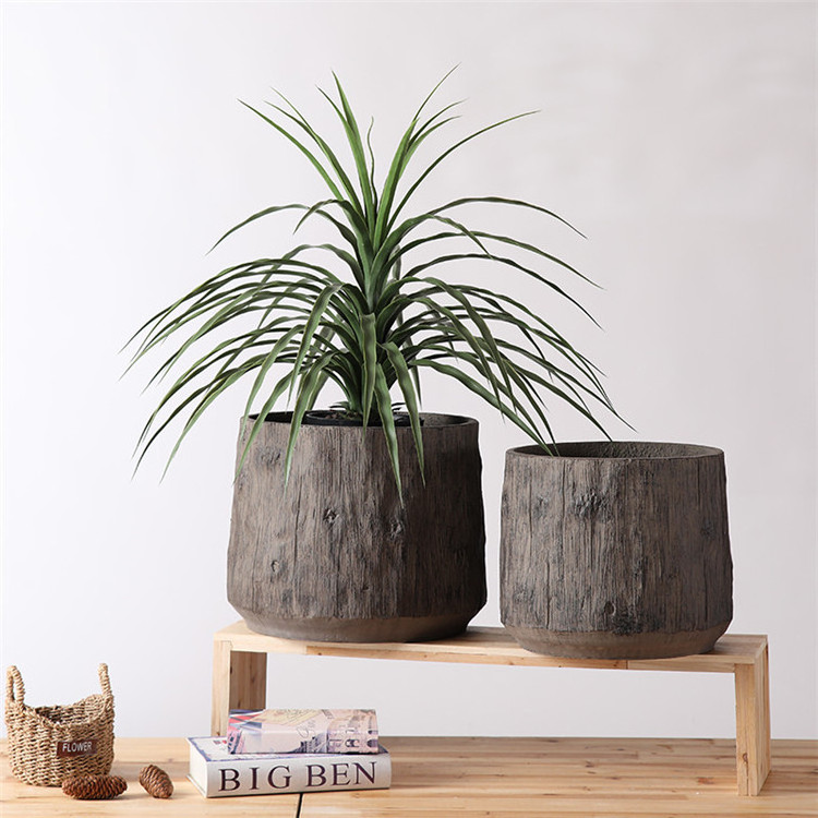 Lifelike wood pattern surface indoor outdoor large cement flower pots / home garden decoration molds for concrete planters