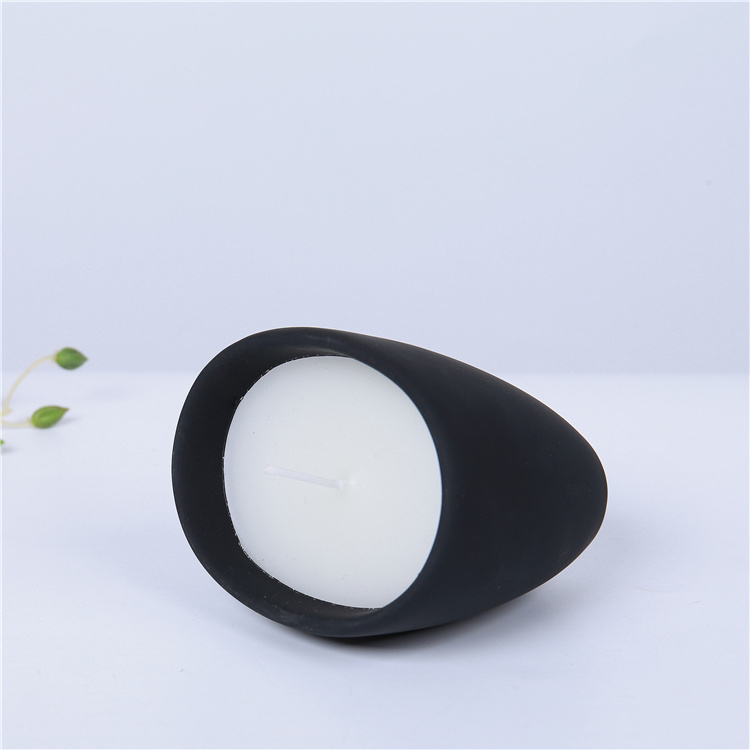 Unique design matte black candle vessels wholesale home wedding christmas decorative ceramic candle jars