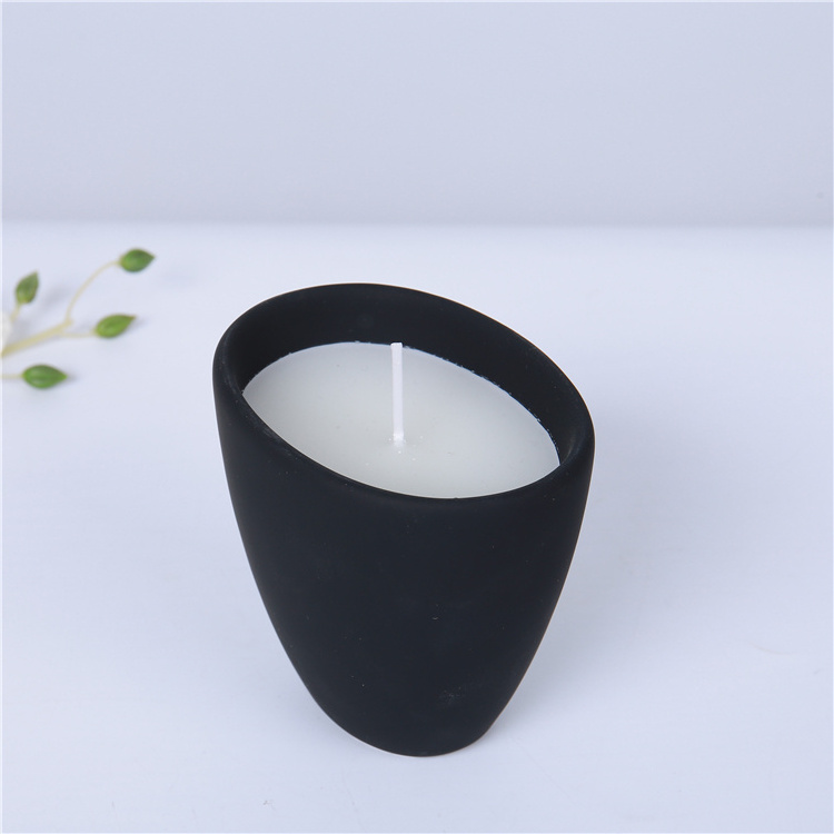 Unique design matte black candle vessels wholesale home wedding christmas decorative ceramic candle jars