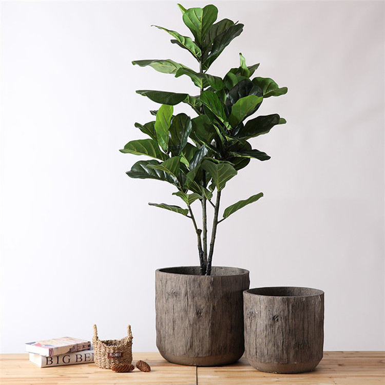 Lifelike wood pattern surface indoor outdoor large cement flower pots / home garden decoration molds for concrete planters