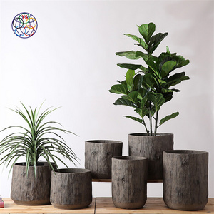 Lifelike wood pattern surface indoor outdoor large cement flower pots / home garden decoration molds for concrete planters