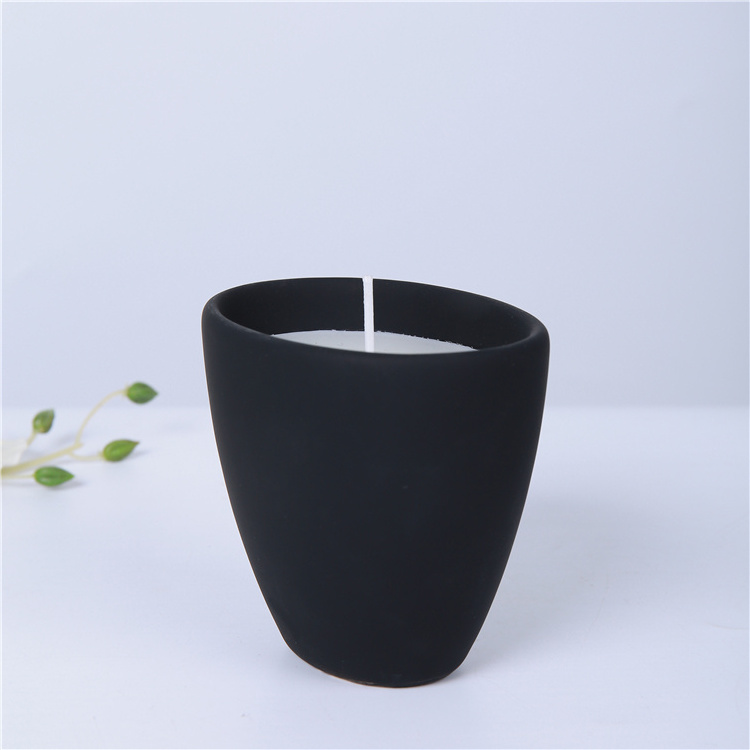 Unique design matte black candle vessels wholesale home wedding christmas decorative ceramic candle jars